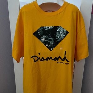 Diamond supply co. t shirt yellow/gold color short sleeve graphic diamond tee